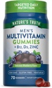 Men's Multivitamin Gummies with B12, D3, & Zinc | Blueberry Flavor | 70 Count | Vegetarian, Non-GMO, Gluten Free