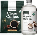Organic Dark Roast Clean Coffee and MCT Oil Bundle - Non-GMO, Keto, Paleo, Vegan - 100% Pure Coconut MCTs - Mold & Mycotoxin Free - 12 Oz and 32 Oz