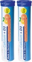 40 Effervescent Vegetarian Calcium + Vitamin D Tablets - Orange-Grapefruit Flavor - Made in Germany