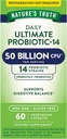 Probiotic 50 Billion CFU with 200mg Prebiotics - 60 Capsules, Vegetarian, Non GMO & Gluten Free - Digestive Health Support for Men and Women