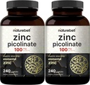 480 Count NatureBell Zinc Picolinate Capsules - Boost Immune System & Enzyme Function - 100mg