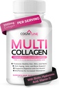 Women's Multi Collagen Supplement with Hyaluronic Acid, Vitamin C, Biotin - Types I, II, III, V, X Peptides for Hair, Skin, Nails, Joints - 120 Caps