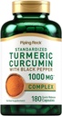 180 Capsules Piping Rock Turmeric Curcumin with Black Pepper 1000mg Complex - Non-GMO, Gluten Free Herbal Supplement