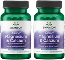 90 Veg Capsules Swanson Albion Chelated Magnesium & Calcium 2:1 - Twin Pack