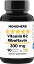 300mg Riboflavin Capsules for Migraine Relief - 90 Count