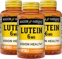 Pack of 3 Mason Natural Lutein 6 mg with Vitamin E for Healthy Vision & Eye Function, 6 Month Supply