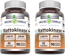 Amazing Nutrition Nattokinase Dietary Supplement 100mg Veggie Capsules | 2000 FU Enzyme Activity | Non-GMO, Gluten Free | Made in USA - 90 Count (2 Pack)