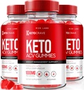 Ketocrave Keto ACV Gummies - Pack of 3 for Advanced Slimming Formula - Maximum Strength Supplement - 180 Gummies